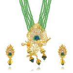 Memoir Brass Green Bead necklace set Women