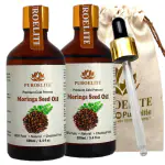 Puroelite Premium Cold Pressed Moringa Seed Oil,100% Pure & Natural for Face, Hair & body Glass bottle with dropper 100 ml+100 ml (Pack of 2)