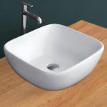 Plantex Platinium Tabletop Ceramic Rectangular Wash Basin/Countertop Bathroom Sink (White, 18.5 x 16.5 x 7 Inch)