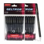 UNOMAX Geltron Gel Pen Black Pack of 30 (30 Black) | Professional Ergonomic Design for Daily Use, Exam-Friendly | Fast-Flowing Ink, Writing Precision, Budget-Friendly,