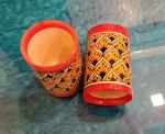 Caffeine Ceramic Handmade Orange Morocco Water Glass (300ml) Set of 2
