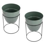 Kuber Industries Metal Planter|Decorative Modern Indoor Desk Pot|Iron Table Stand Flower Planter Pot For Home Décor,8.5 Inches,Pack of 2 (Green)