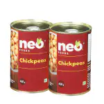 Neo Boiled Chick Peas Can I P2 I Best For Indian Curry, Salad, Hummus I Ready To Eat & Cook ChickPeas I Nutritious & Healthy Food, No Artificial Preservatives or Color I 450g (Pack of 2)