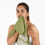 Doctor towels it's safe Aluvera Double Cloth Face Towel Made With Aloe Vera Fibers, Antibacterial, Quick Dry, 30cm x 30cm, 350 Gsm, Pack Of 4, Aloe Green