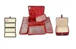 atorakushon Combo Satin Maroon Make-Up Pouch Jewellery Box 4 Pouch 1 roll Bangle Bag with Velvet Cream Ring & Earring Folder ewellery Organizer/Storage Box