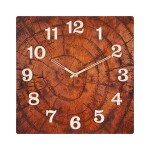 B SQUARE Tree Trunk Wood Grain 24 inch Square shaped Silent Wall Clock