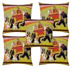 pepme Mughal King Elephant War Jute printed cushion cover set