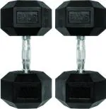 Body Maxx Rubber Hex Fixed Dumbbells 30 Kg Pair, Dumbbell Set 30Kg With Grip (Set Of 2)