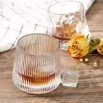 SIDS CREATION Set of 2 Lining Designed Dancing Glasses with Rotatable Bottom, Spining Glasses 170ml Bar Glass for Drinking Bourbon, Scotch, Cocktails, Juice, Mocktails