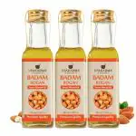 UPAKARMA Ayurveda Natural Cold Pressed Sweet Almond Oil, Badam Rogan for Hair, Skin and Body - 100 ML- Pack of 3