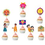 Festiko Set of 8 Pcs It's Our First Rakhi Cupcake Topper, Cake Decoration Supplies, Raksha Bandhan Decoration Combo