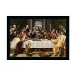 Dharvika Innovations Synthetic The Last Supper Jesus Christ Photo With Frame, 11 X 14 Inch
