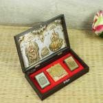 Goldgiftideas 24k Gold Plated Lakshmi Kuber Yantra Photo Frame With Charan Paduka