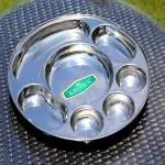 KROWN Stainless Steel Heavy Duty Round Plate -7 Partition Divided, Lunch/Dinner/Bhojan/Thali Plates
