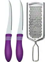 ATIASRAMA Plastic Purple Serrated Knife And Cheese Grater Combo (Pack Of 3)