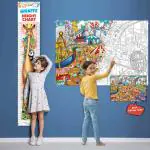 GOWOO GIRAFFE HEIGHT CHART and GIANT AMUSEMENT PARK COLOURING POSTER |COMBO OF 1 chart + 1 poster AND POSTER | Interactive Height Tracking and Amusement Park Delight.