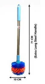 Mast Toilet Cleaning Brush Round with Extra Long Steel Handle (Color : Blue)
