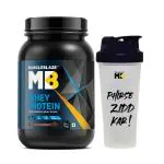 MuscleBlaze 100% Whey Protein, Ultra Premium Whey Blend, Pure Isolate Whey as Primary Protein Source, 25 g Protein per Scoop (Rich Milk Chocolate, 1 kg / 2.2 lb) with Shaker, 650 ml (Combo Pack)