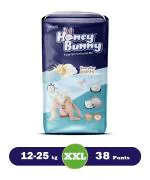 Honey Bunny Double Extra Large (XXL) Size - 38 diapers| Pack of 1 | (12-25 kgs) with Wetness Indicator, Silky Soft - Bubble sheet| (12-25 kgs) with Wetness Indicator, Silky Soft - Bubble sheet