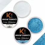KINDED White Pearl and Sky Blue Powder Loose Shimmer Glitter Eyeshadow for Women - Pack of 2, Each Pack 3 g