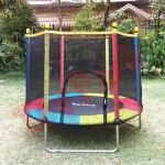 Toy Park 55 inch Multicolour Jumping Trampoline for Kids with Safety Enclosure net, Supports 80 Kgs