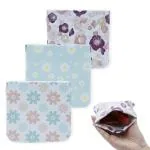 MAYCREATE 3 Pack Small Pouches Cosmetic Bag, Floral Print Pu Leather Makeup Pouch Travel Organizer For Cosmetics, Lipstick, Accessories, No Zipper Self-Closing Bag