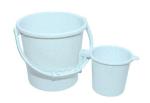 HOMELAZA 2 Pieces Unbreakable Plastic Bathroom Bucket with Mug Set Bucket 5 liter & Mug 1000 ML -White -set of 2-SMALL