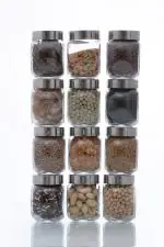 Cloudmart 200ml Spice Storage Glass Jar , Kitchen Storage Jars, Honey Jar and Container, Spice Masala Jar, with Airtight Stainless Steel Lid (200ml, Set Of 12)