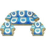 Luxury Crafts Sky Blue Floral Chenille Sofa Cover (Pack of 12)