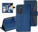 Autofocus Faux Leather Back Case Flip Cover for Motorola Moto G22 with ID Card Slot | Foldable Stand | 2 Card Slot | 1 Cash Slot | Magnetic Closure - Executive Blue, 23883