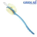 GRIDLAB Back Body Bath Brush with Bristles and Loofah Back Scrubber with Curved Long Handled 2 IN 1 Body bath brush