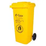Fiable Cleantech HDPE Dustbin with Wheel and Lid 120 Liter | Waste Bin | Garbage Dustbin | Storage Bin - Yellow