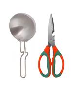 First Front Aluminium Tadka Pan With Multipurpose Heavy Scissor Stainless Steel Kitchen Scissor and (Multicolour, Pack of 2)