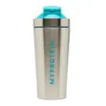 Myprotein Stainless Steel Metal Shaker Bottles For Gym (Silver-Blue)-100% Leakproof Guarantee, Ideal For Protein, Pre Workout, Bcaas & Water Bpa Free Material, 750 millilitre