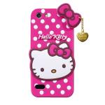 COVERBLACK Rubber Hello Kitty with Golden Latkan Case Back Cove Perfect Fit for Oppo A33F / Neo 7 - Pink