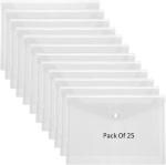 Shining Zon Envelope Design Document Certificates File Folder Bag Clear Holder Storage Case Snap Button File Folder Clear Plastic Container for A4, FS, Legal Size Papers Stationery - Pack of 25