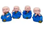 SSS SCULPTURE Monk Set of 4, for Home Décor, Smilling Little Monk Set Idol & Figurine Buddha Small Statues Decorative Showpiece for Car Dashboard Study Table ( Premium Rare Premium Rare Handcrafted )