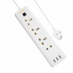 Topway 3 Meter White USB Power Strip Extension Cord with Spike Guard