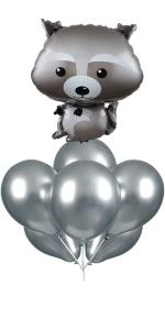 My Party Suppliers Woodlands Racccoon Balloon Bouquet Animals Theme for Decorations Rubber Birthday Party Supplies (11 x 5 x 4 cm)