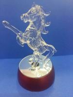Astroghar Glass Feng Shui Crystal Horse With LED Light