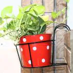 Leafy Tales Hanging Flower Pot Holder Railing Potted Plant Stand For Home Balcony Décor, Black, 1 Piece, Metal Basket-1 (Metal Basket-1)