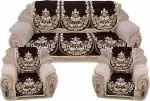Neelkanth Creations Cotton 6 Piece Sofa Cover and Chair Cover Set-(3+1+1),5 Seater, Coffee