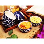 Jimkia Ceramic Bowl, Halwa Serving Bowls for Gifting & Serving Biscuit, Namkeen, Snacks Etc. Medium Size, Round Shape (Pack Of 6) Ceramic Dessert Bowl (Blue, Pack of 6)