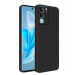 Knotyy Ultra Soft Rubberised Back Cover for Vivo V29 5G | Inner Velvet Fabric Lining | Matte Silicone Flexible |Raised Bumps for Camera & Screen Protection Back Case Cover - Black
