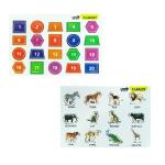 Clapjoy Puzzle Tray Game Educational Board - Animal And Number - 3 Years And Up