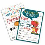 Creatie Dinosaur Party Theme Children’s Birthday Invitation Cards with White Envelopes, 5 Pcs, 5Inx7In, Vibrant Graphics, Birthday Party Invites for Kids