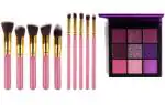 Buy Tya Plain Pink Makeup Brushes With Obsession Amethyst Eyeshadow Palette (Set Of 2)