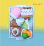 Vinmot Fancy Dim Sum Long Lasting Eraser Set Cake, Icecream, Candy and more (Pack of 3)