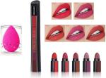 BuyTya Beauty 5In1 Matte Lipstick And Sponge Puff Blender (Set Of 2)
