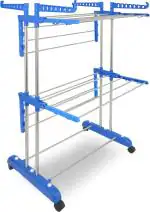 Tnc Blue Steel Plastic Floor Cloth Dryer Stand T-Cds-B2Ss - 2Tier -0106